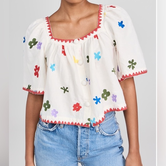 Caroline Constas Embroidered trim and floral motif Top - Picture 4 of 16